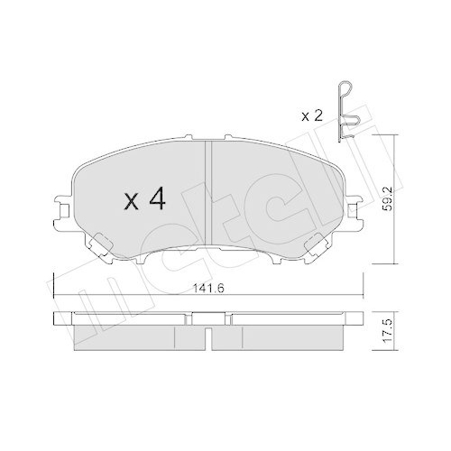 Brake Pad Set Disc Brake Metelli 22-1010-1 for Nissan Renault Front Axle