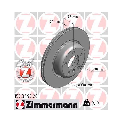 Bremsscheibe Zimmermann 150.3490.20 Coat Z f&uuml;r Bmw Vorderachse