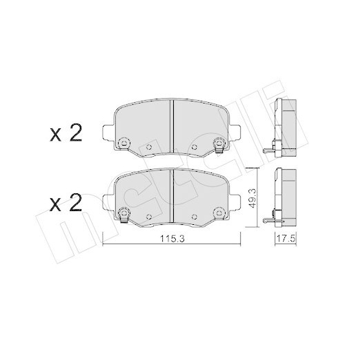 Bremsbelagsatz Scheibenbremse Metelli 22-1002-0 f&uuml;r Jeep Hinterachse