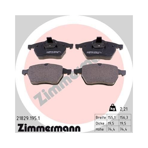 Bremsbelagsatz Scheibenbremse Zimmermann 21829.195.1 f&uuml;r Opel Saab Vauxhall
