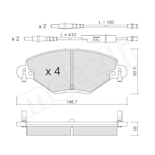 Bremsbelagsatz Scheibenbremse Metelli 22-0331-0 für Citroën Vorderachse