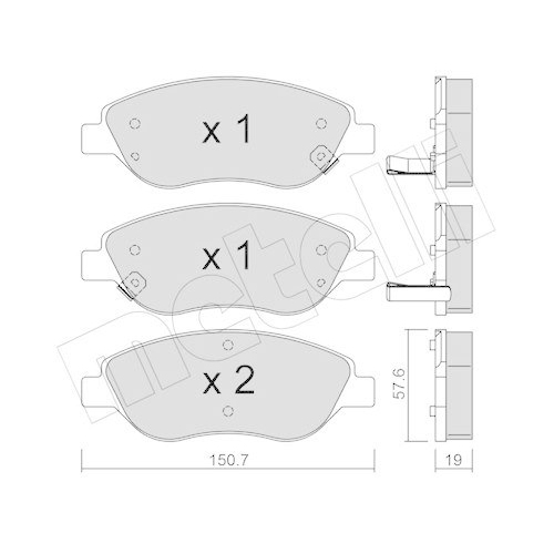 Bremsbelagsatz Scheibenbremse Metelli 22-0577-2 f&uuml;r Fiat Vorderachse