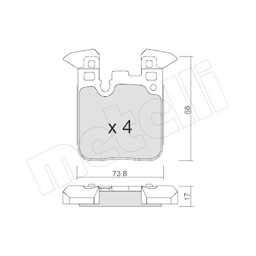 Bremsbelagsatz Scheibenbremse Metelli 22-1016-0 f&uuml;r Bmw Hinterachse