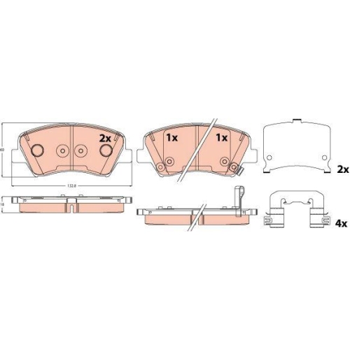 Bremsbelagsatz Scheibenbremse Trw GDB2510 f&uuml;r Hyundai Kia Vorderachse