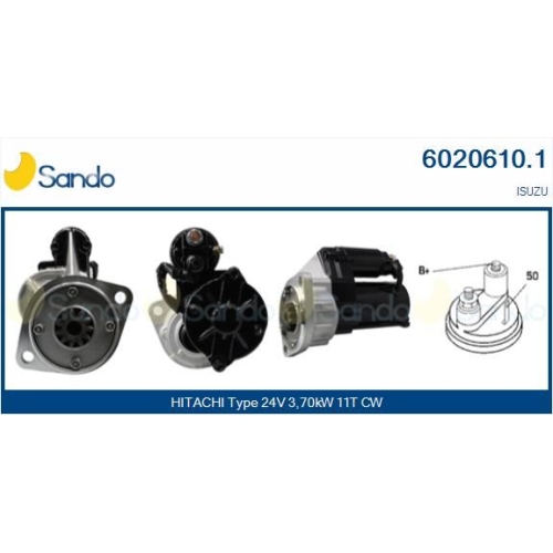 Starter Sando 6020610.1 f&uuml;r Isuzu Hitachi Jcb
