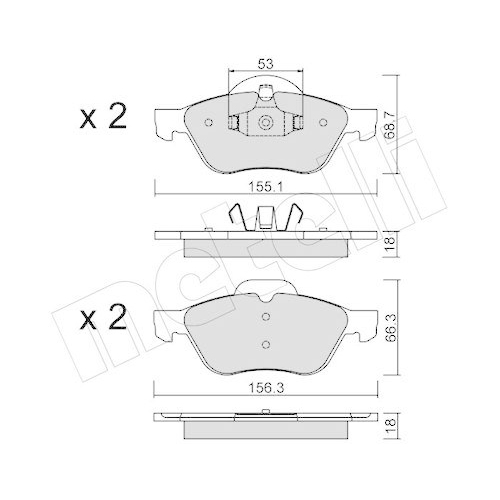Bremsbelagsatz Scheibenbremse Metelli 22-0335-0 f&uuml;r Renault Vorderachse