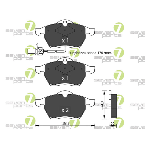 Bremsbelagsatz Scheibenbremse 7 Seven Parts SVP15643 f&uuml;r Audi Ford Seat Skoda VW