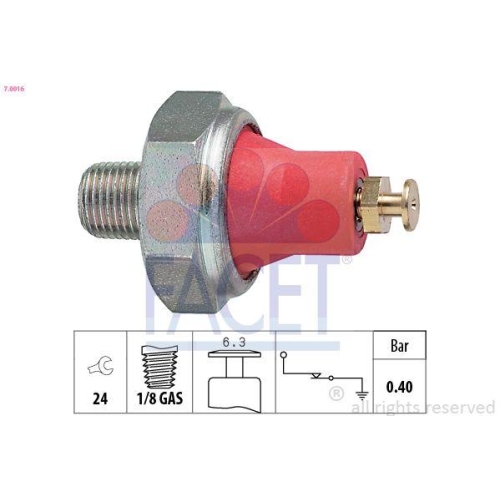 &Ouml;ldruckschalter Facet 7.0016 Made In Italy - Oe Equivalent f&uuml;r Daihatsu Fiat VW