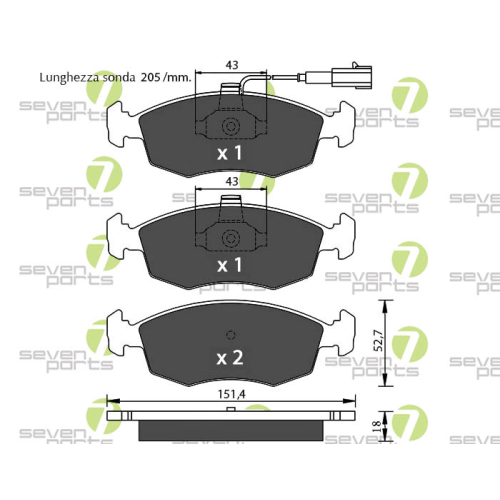 Bremsbelagsatz Scheibenbremse 7 Seven Parts SVP26672 f&uuml;r Fiat 1. Vorderachse