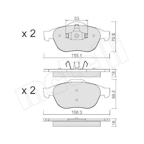Brake Pad Set Disc Brake Metelli 22-0336-0 for Renault Front Axle