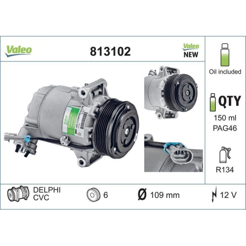 Kompressor Klimaanlage Valeo 813102 Valeo Core-flex für Opel Vauxhall