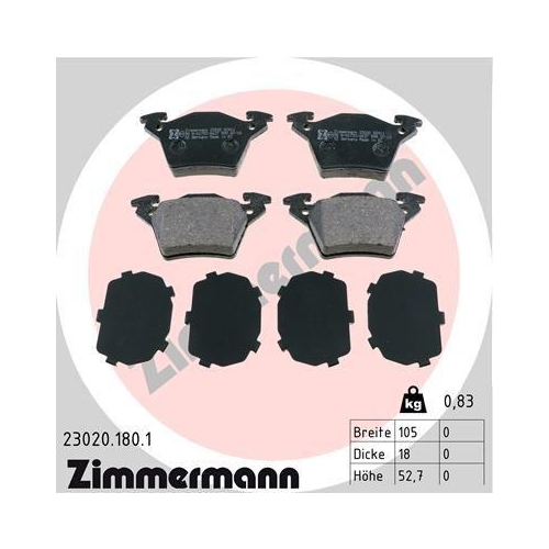 Bremsbelagsatz Scheibenbremse Zimmermann 23020.180.1 f&uuml;r Mercedes Benz