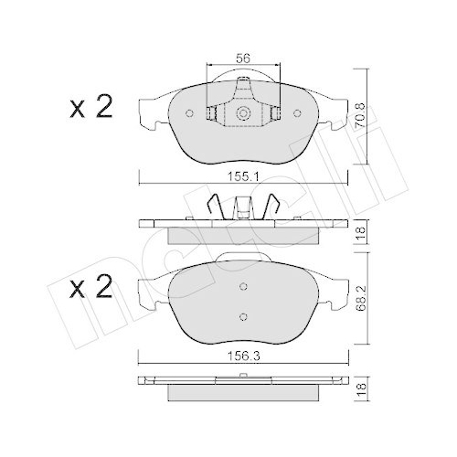 Brake Pad Set Disc Brake Metelli 22-0336-1 for Renault Front Axle