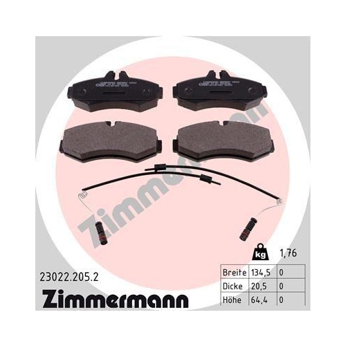 Bremsbelagsatz Scheibenbremse Zimmermann 23022.205.2 f&uuml;r Mercedes Benz