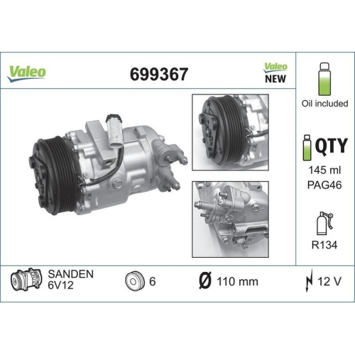 Kompressor Klimaanlage Valeo 699367 Valeo Core-flex f&uuml;r Opel Subaru Suzuki