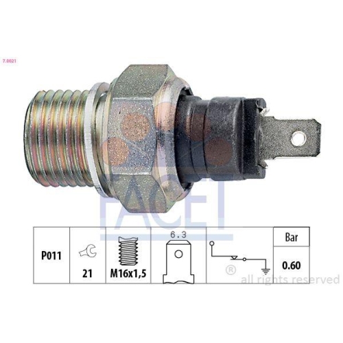 Öldruckschalter Facet 7.0021 Made In Italy - Oe Equivalent für Citroën Ford