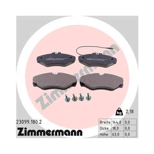 Bremsbelagsatz Scheibenbremse Zimmermann 23099.180.2 f&uuml;r Renault Vorderachse
