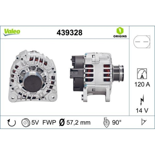 Generator Valeo 439328 Valeo Origins New Oe Technologie f&uuml;r Audi Seat Skoda VW