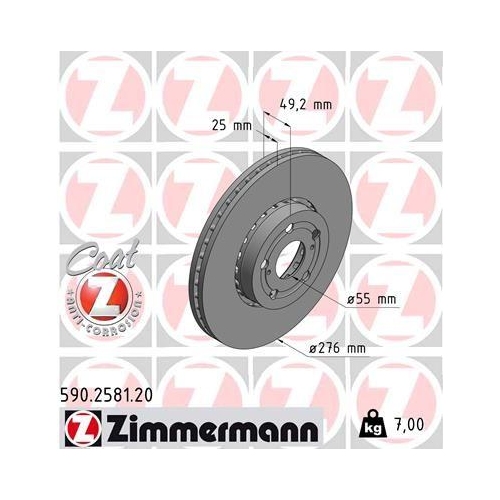 Bremsscheibe Zimmermann 590.2581.20 Coat Z f&uuml;r Toyota Vorderachse