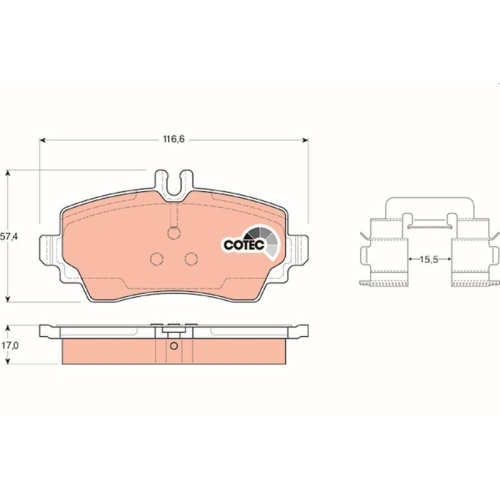 Bremsbelagsatz Scheibenbremse Trw GDB1292 Cotec f&uuml;r Mercedes Benz Mercedes Benz