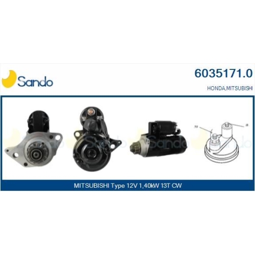 Starter Sando 6035171.0 f&uuml;r Honda Mitsubishi