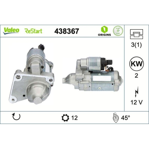 Starter Valeo 438367 Valeo Origins Stop&start - New O.e. Technologie f&uuml;r Citro&euml;n