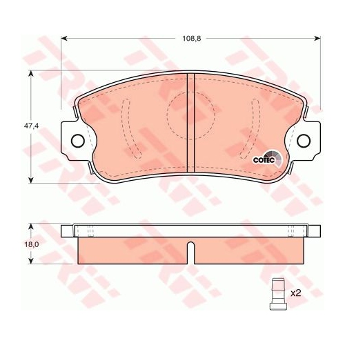 4 Bremsbelagsatz, Scheibenbremse TRW GDB1297 COTEC f&uuml;r FIAT INNOCENTI LANCIA