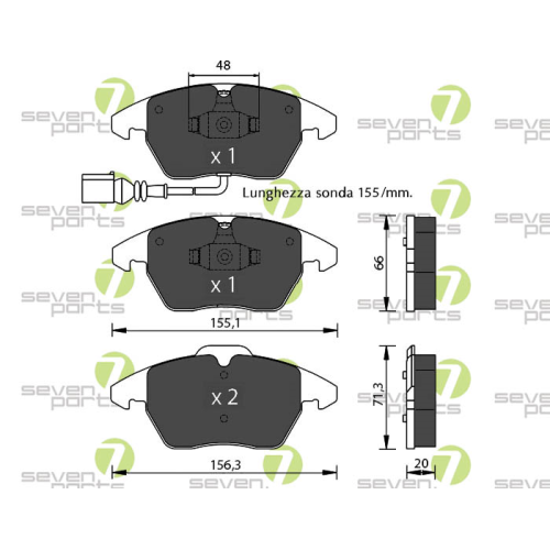 Bremsbelagsatz Scheibenbremse 7 Seven Parts SVP22540 f&uuml;r Audi Seat Skoda Vag VW