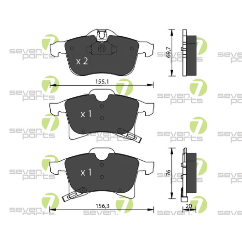 Bremsbelagsatz Scheibenbremse 7 Seven Parts SVP22550 f&uuml;r Citro&euml;n Opel Peugeot