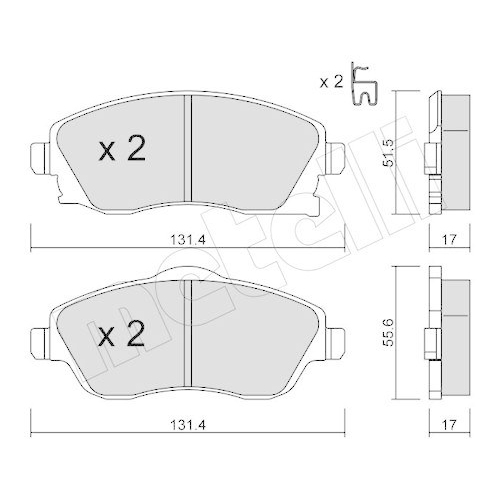 Bremsbelagsatz Scheibenbremse Metelli 22-0340-0 f&uuml;r Opel Vauxhall Vorderachse