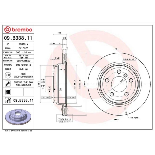 2X Brembo Bremsscheibe Hinterachse Prime Line - Uv Coated f&uuml;r Bmw