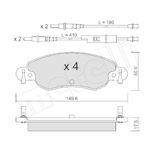 Bremsbelagsatz Scheibenbremse Metelli 22-0330-0 f&uuml;r Citro&euml;n Vorderachse