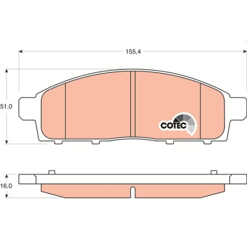 Bremsbelagsatz Scheibenbremse Trw GDB3435 Cotec f&uuml;r Mitsubishi Vorderachse