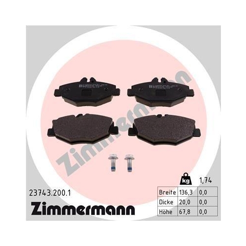 Bremsbelagsatz Scheibenbremse Zimmermann 23743.200.1 f&uuml;r Mercedes Benz