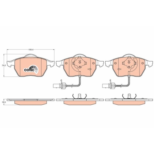 Bremsbelagsatz Scheibenbremse Trw GDB1307 Cotec f&uuml;r Seat Skoda VW Audi (faw)