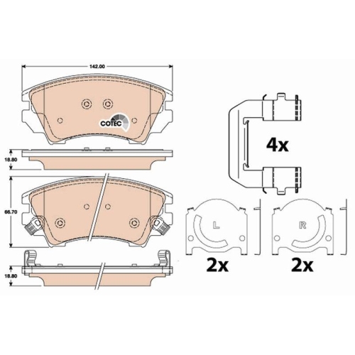 Bremsbelagsatz Scheibenbremse Trw GDB1783 Cotec f&uuml;r Vauxhall Chevrolet Buick