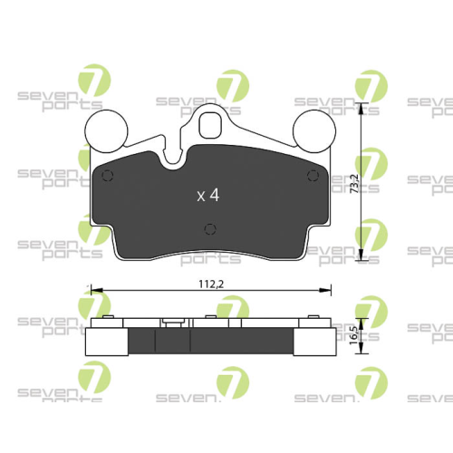 Bremsbelagsatz Scheibenbremse 7 Seven Parts SVP22600 f&uuml;r Audi Porsche Seat Skoda