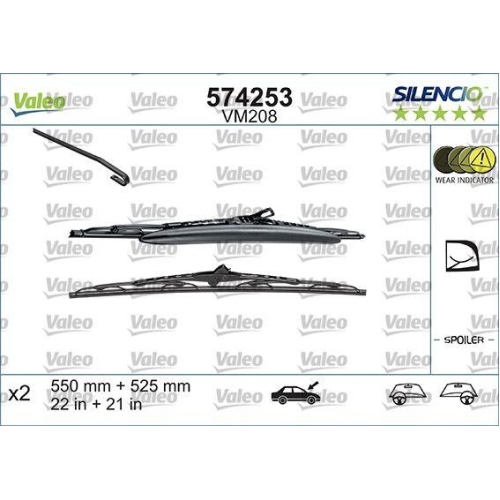 Wischblatt Valeo 574253 Silencio Conventional Set f&uuml;r Vorne