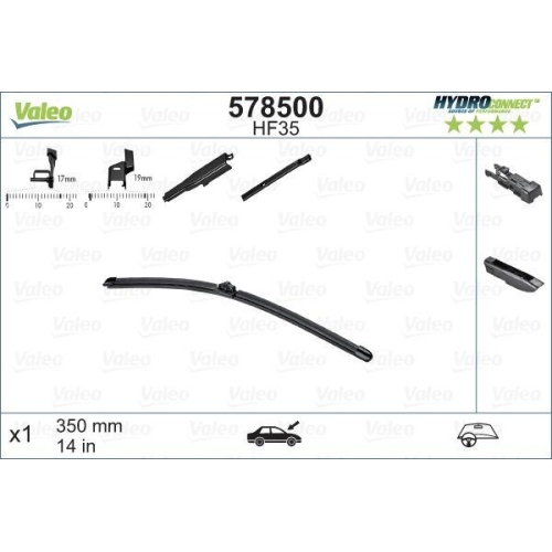 Wischblatt Valeo 578500 Hydroconnect für Fiat Ford Renault VW Smart Abarth Vorne