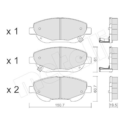 Bremsbelagsatz Scheibenbremse Metelli 22-0879-0 f&uuml;r Toyota Vorderachse