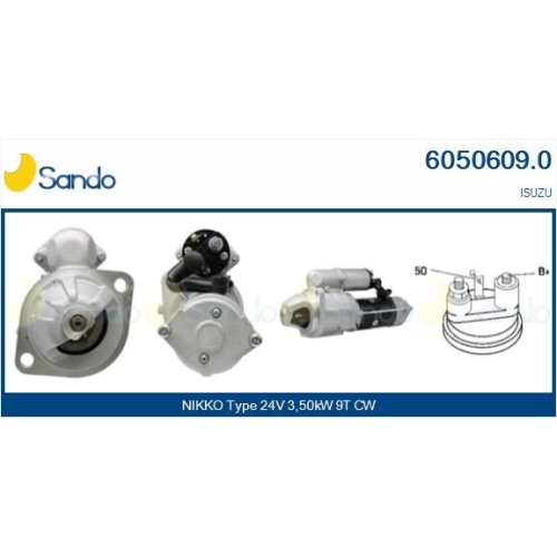 Starter Sando 6050609.0 f&uuml;r Isuzu Hitachi