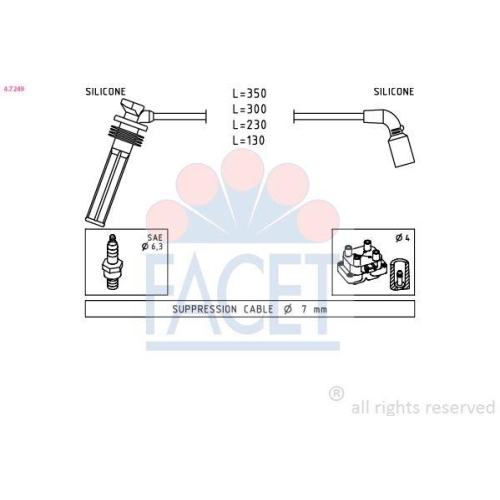 Ignition Cable Kit Facet 4.7249 Made In Italy - Oe Equivalent for Chevrolet