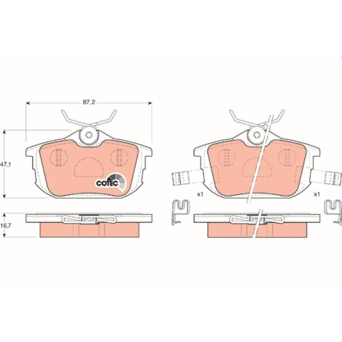 Brake Pad Set Disc Brake Trw GDB1314 Cotec for Smart Volvo Mitsubishi Proton