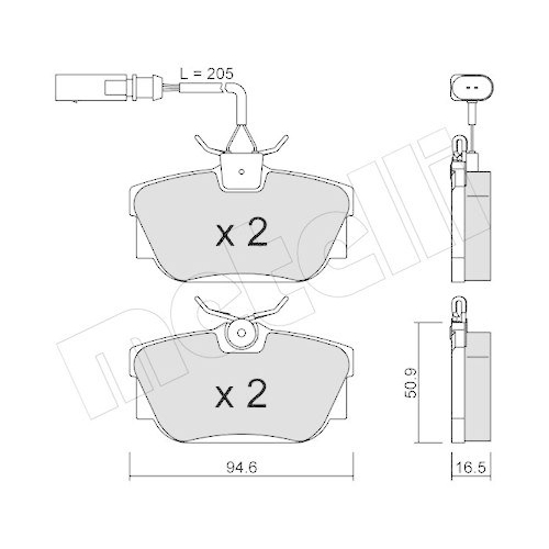 Bremsbelagsatz Scheibenbremse Metelli 22-0346-2 f&uuml;r Ford Seat VW Hinterachse