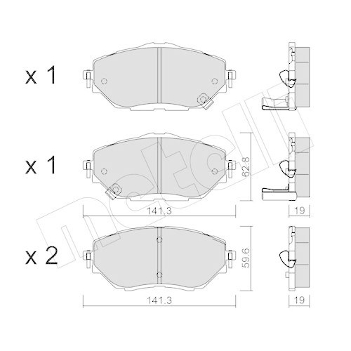 Bremsbelagsatz Scheibenbremse Metelli 22-1088-0 f&uuml;r Toyota Vorderachse