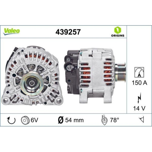 Generator Valeo 439257 Valeo Origins New Oe Technologie f&uuml;r Citro&euml;n Fiat Lancia