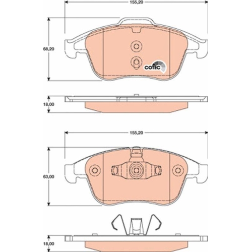 Bremsbelagsatz Scheibenbremse Trw GDB1790 Cotec f&uuml;r Renault Vorderachse