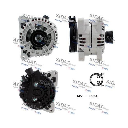 Alternator Sidat A12BH0076A2 for Alfa Romeo Citroën Fiat Lancia Peugeot Suzuki