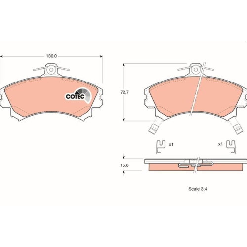 Bremsbelagsatz Scheibenbremse Trw GDB1317 Cotec f&uuml;r Volvo Vorderachse