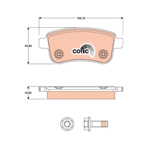 Brake Pad Set Disc Brake Trw GDB1791 Cotec for Renault Rear Axle